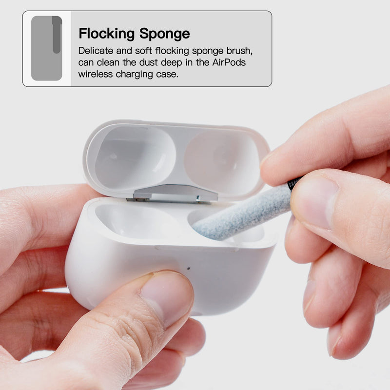 PZOZ Cell Phone Cleaning Kit for Airpods Pro/iPhone, Multi-Function Cleaner Tool Accessories fit for Headphone, iPad Jack Lens, Charger Port Hole Plug, Speaker, Earbuds, Samsung Earphones(Black) Black