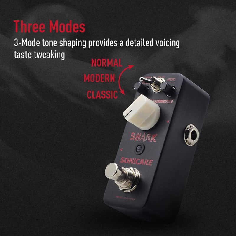 SONICAKE Distortion Pedal Guitar Effects Pedal Shark 3 Modes Normal Modern Classic High Gain British Stack Crunch
