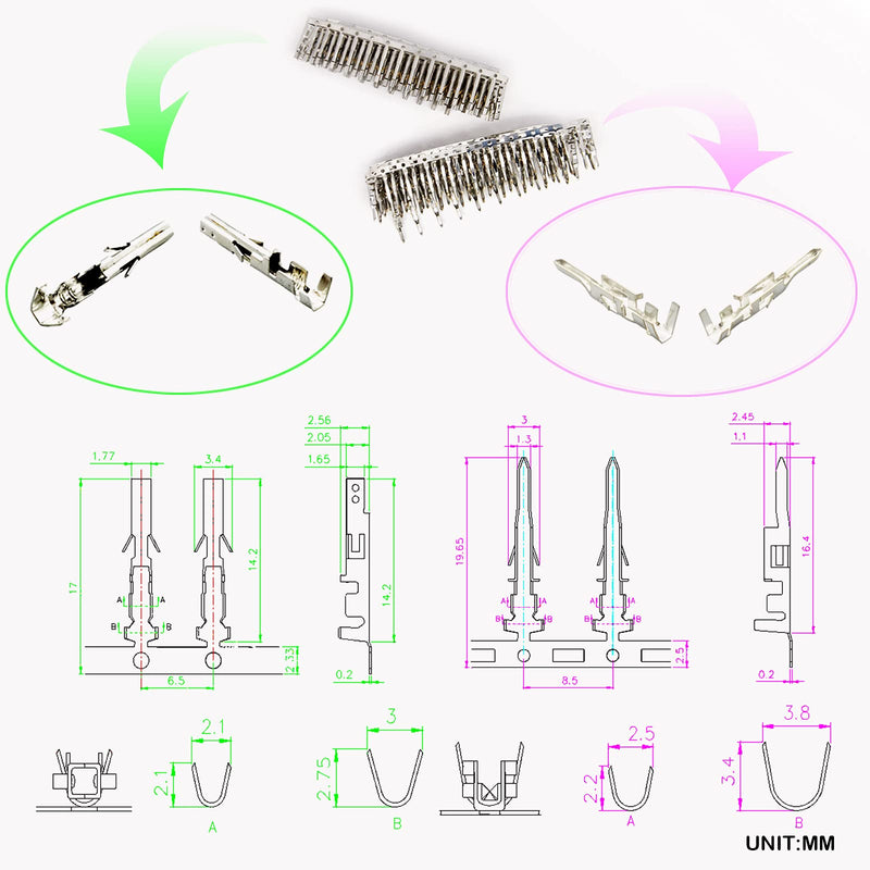 Gikfun 4.2mm 18-24 AWG Wire Connectors Housing Terminal, Male & Female Plug Housing and Pin Header Crimp Wire Terminals Connector Assortment Kit EK8480