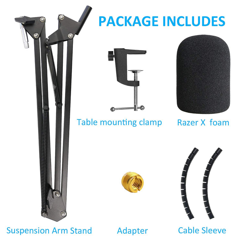 Razer Seiren X Boom Arm with Pop Filter - Mic Stand with Foam Windscreen Cover Compatible with Razer Seiren X Streaming Microphone by YOUSHARES