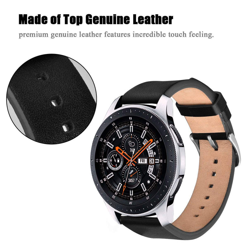 V-MORO Black Band Compatible with Galaxy Watch 46mm(2019) Band/Galaxy Watch 3 45mm Bands/Gear S3 Frontier Bands Leather Strap for Samsung Galaxy Watch3 45mm/Galaxy Watch 46mm(2019)/Gear S3