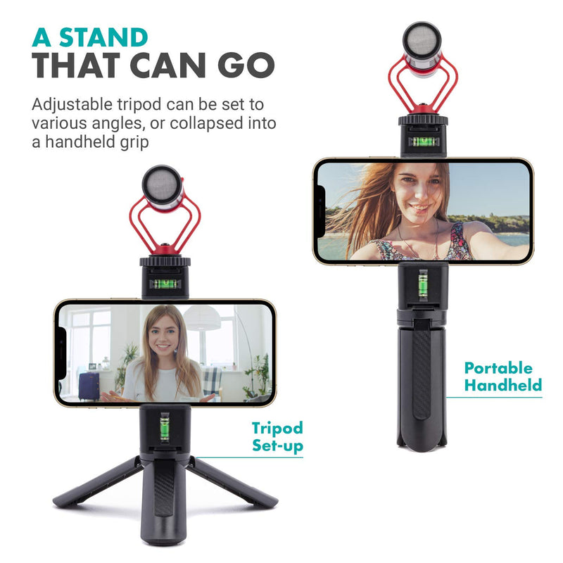 Movo Smartphone Vlogging Kit with Phone Tripod Mount, Shotgun Mic, and Mini Tripod for Camera - On Camera Microphone Compatible with iPhone and Android - Handheld Tripod and Directional Microphone