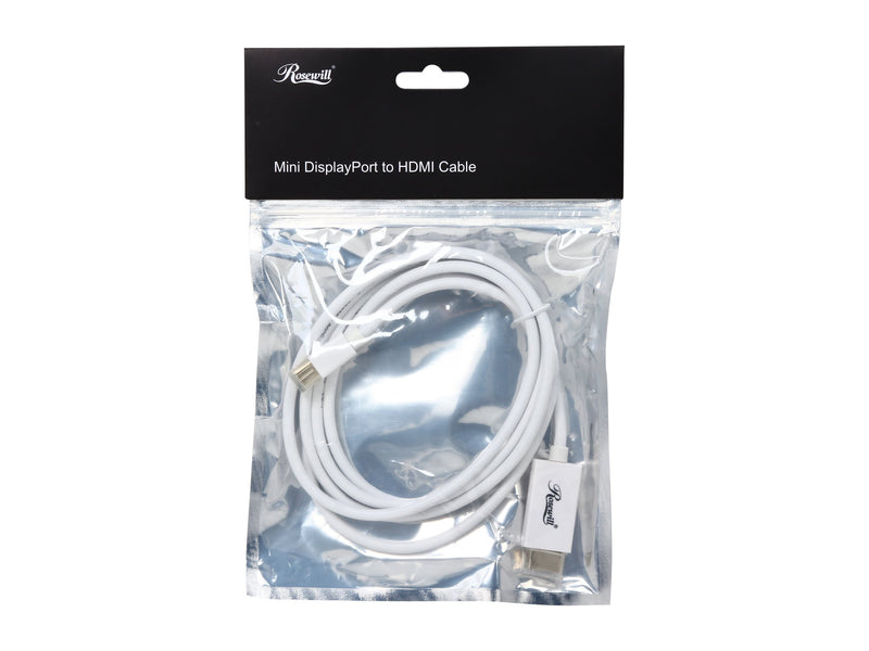 Rosewill 6-Feet Mini DisplayPort to HDMI 32AWG Cable M-M, White (RCDC-14030) 6 Feet