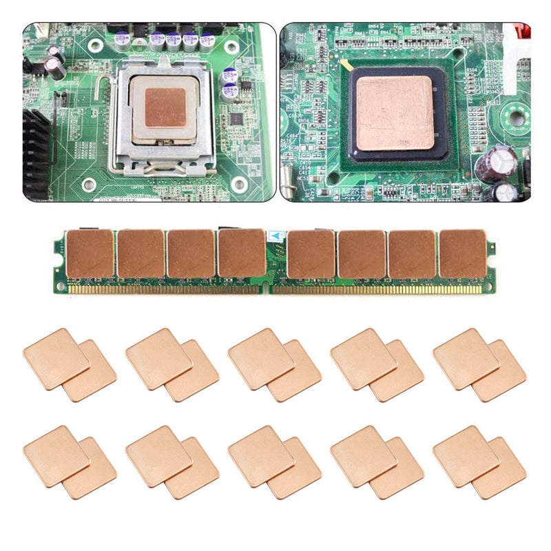 E-outstanding 20pcs 20x20x1.2mm DIY Cooling Heatsink Copper Shims Purplish Red Thermal Pad for Laptop IC Chipset GPU CPU