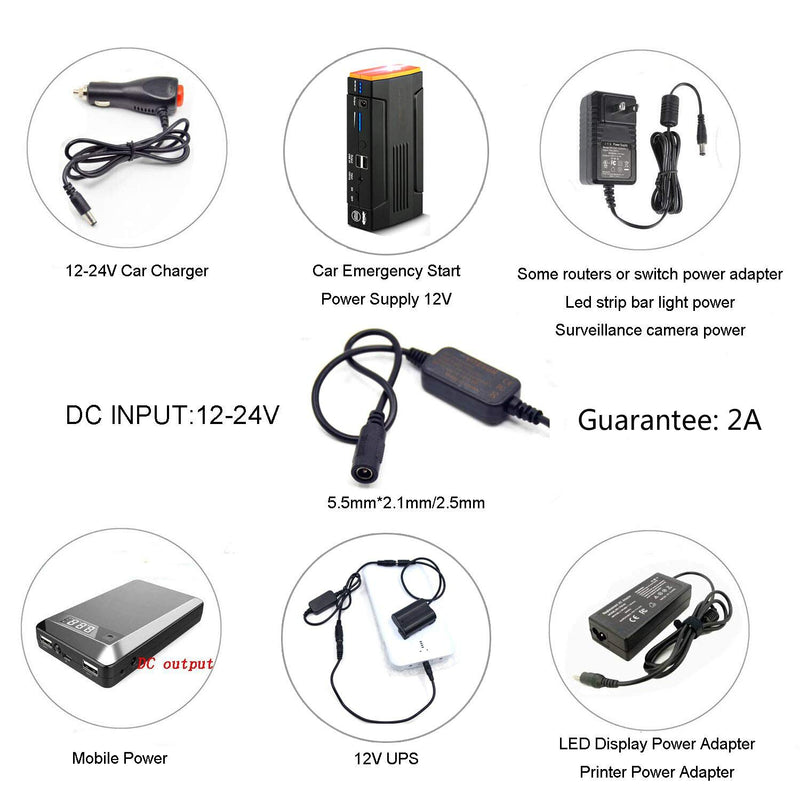 EH-5A 12V-24V Adapter Step-Down DC Cable + EP-5B DC Coupler EN-EL15 Dummy Battery for Nikon V1 D850 D810 D800E D750 D610 D600 D500 Z6 Z7