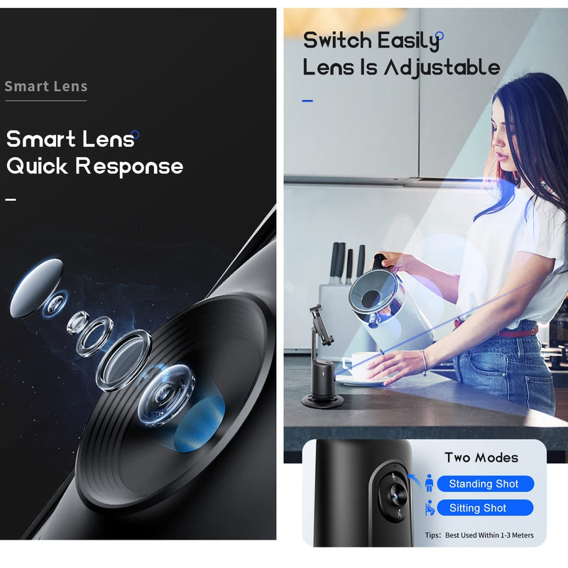 [AUSTRALIA] - Auto Face Tracking Tripod 360° Rotation - Auto Tracking Phone Holder with Remote, No App Required, Smart Tracking Moving Tripod Stand for iPhone, Content Creator Essentials for Live Vlog Stream Video 