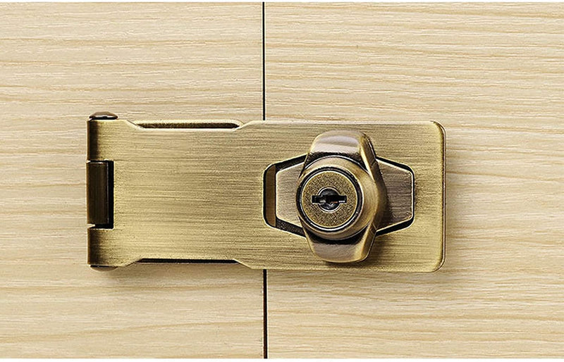Kyuionty 2Pcs Keyed Hasp Locks 3 Inch Twist Knob Keyed Locking Hasp, Metal Safety Hasp Latches Keyed Different for Small Doors, Cabinets (Bronze) Bronze