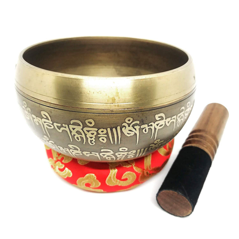 Tibetan Singing Bowls 12.5cm/5" with Cushion and Mallet Meditation Sound Bowl Handcrafted in Nepal for Yoga Chakra Healing Deep Relaxation Mindfulness Heart Peace 12.5cm/5"