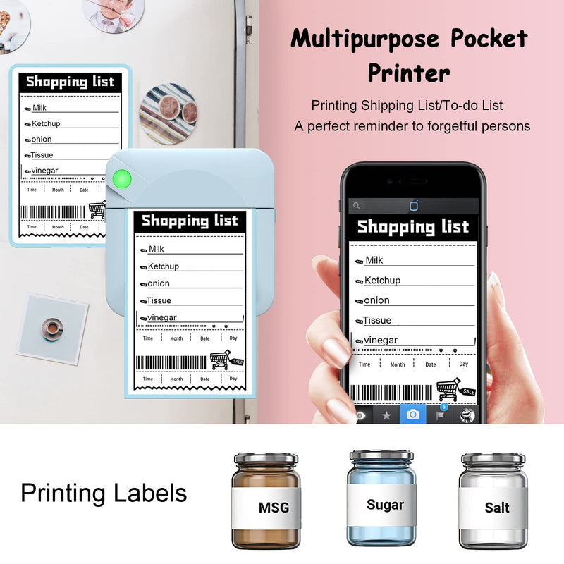 [AUSTRALIA] - MGT, Pocket Mini Printer - MGT Portable Wireless Bluetooth Thermal Photo for iOS Android Mobile Phone, Inkless Printing Gift Study Notes Label Receipt, 6 Rolls Paper, 