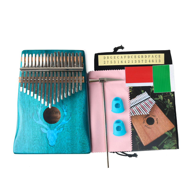 Kalimba Thumb Piano 17 Keys,Professional Portable Solid African Wood Finger Piano with Study Instruction and Tune Hammer,Gift for Kids Adult Beginners style 1