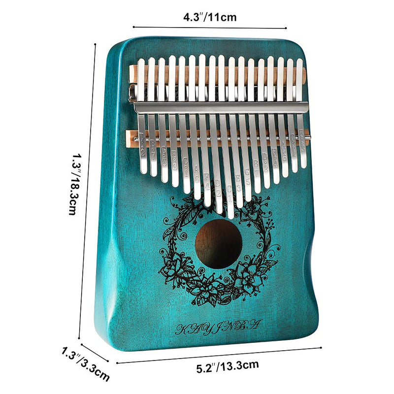 Kalimba-17 Key Thumb Piano,Exquisite Mahogany Wood Portable Kalimba,Tune Hammer and Study Instruction,Musical Gifts for Music lovers Adults Kids(Teal Blue) Teal Blue