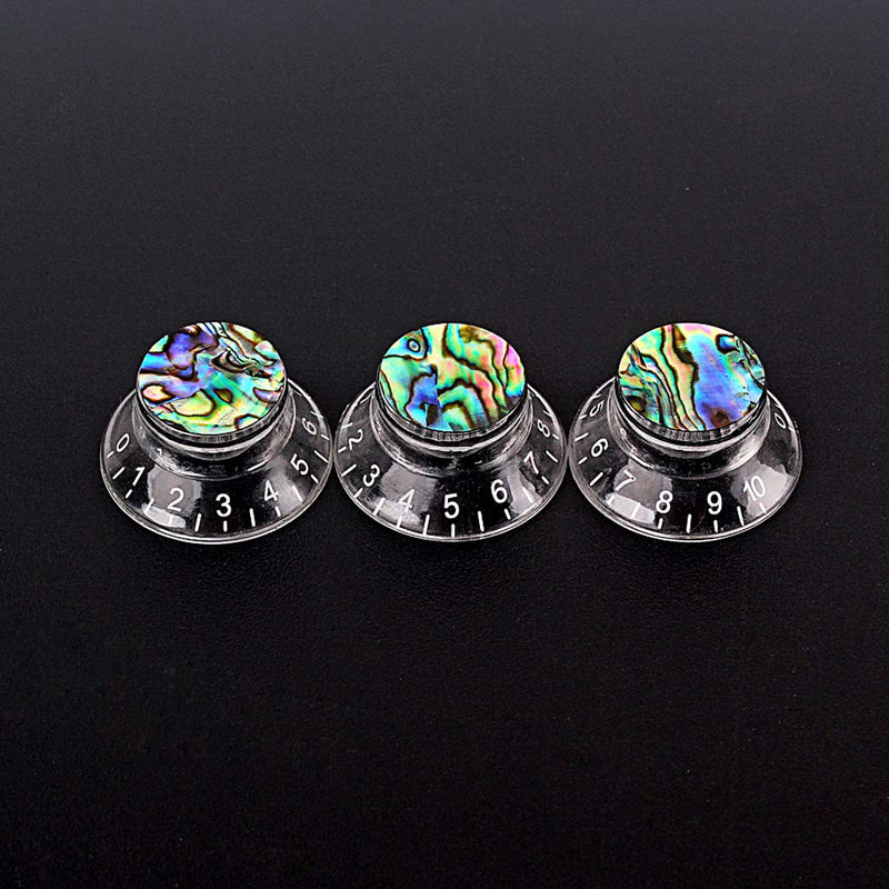 Alnicov Guitar Contral Knobs,Silver Electric Guitar Speed Knobs With Abalone Shell Tone Volume Control Knobs 3 Pack