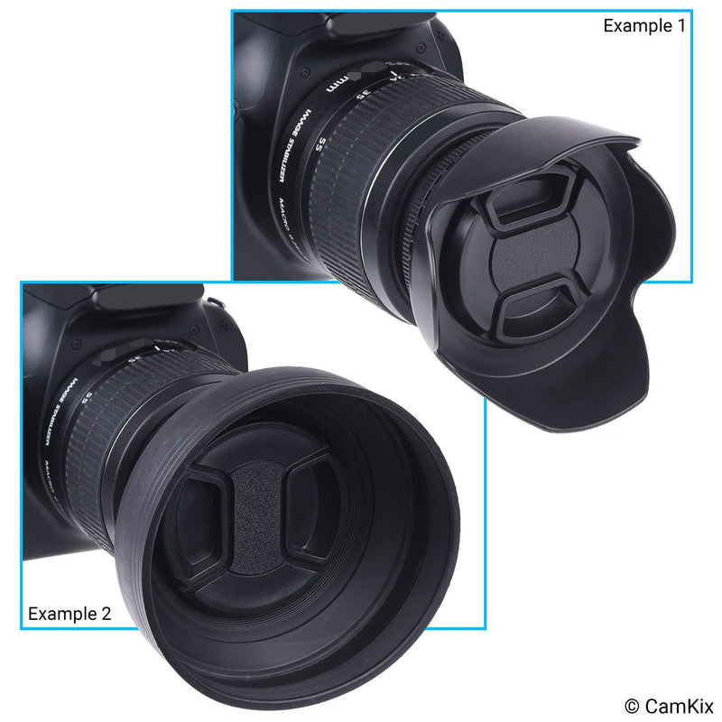 55mm Set of 2 Camera Lens Hoods - Rubber (Collapsible) + Tulip Flower - Sun Shade/Shield - Reduces Lens Flare and Glare - Blocks Excess Sunlight for Enhanced Photography and Video