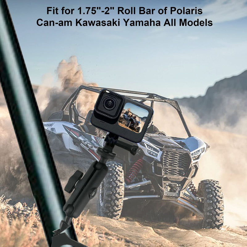 [AUSTRALIA] - UTV ATV Camera Mount Holder Dash Cam Mount Compatible with GoPro Hero 6 7 8 9, Bike & Motorcycle Camera Gooseneck Mount for Action Camera/ Digital Camera/ Smartphone 1.75"-2" Roll Bar 360° Rotation 