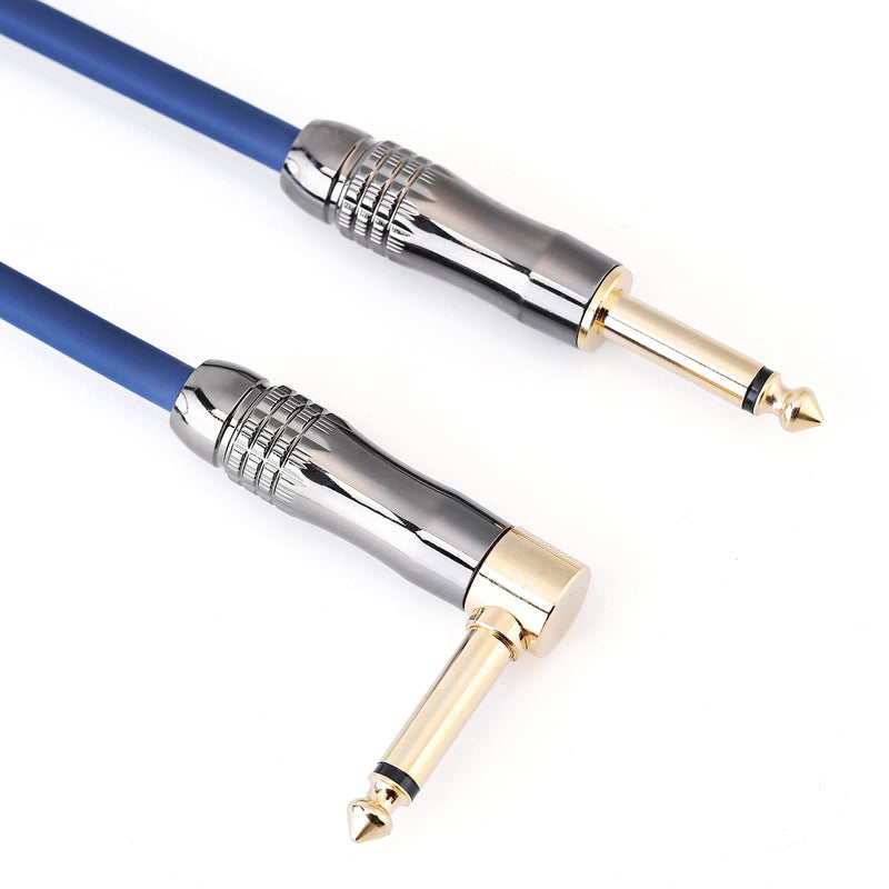 [AUSTRALIA] - 10ft Guitar Cable, 1/4” Straight Jack to Angled Jack, Blue Jacket and Gold Plugs, Instrument Cable for Electric Guitar, Bass, Keyboard,by SPEAKFRIENDS 