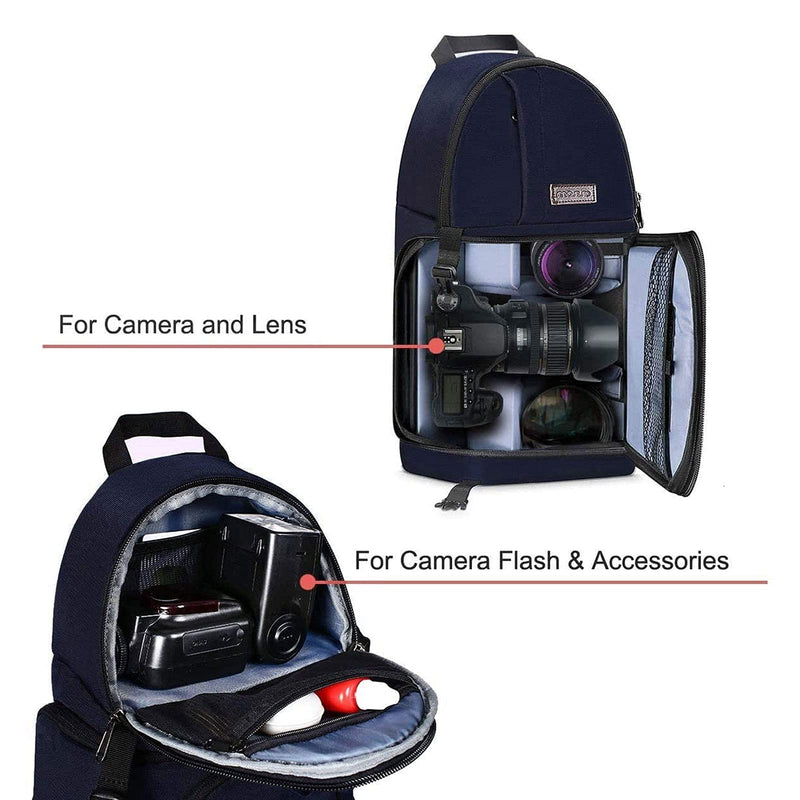 MOSISO Camera Sling Bag, DSLR/SLR/Mirrorless Camera Case Shockproof Photography Camera Backpack with Tripod Holder & Removable Modular Inserts Compatible with Canon/Nikon/Sony/Fuji, Navy Blue