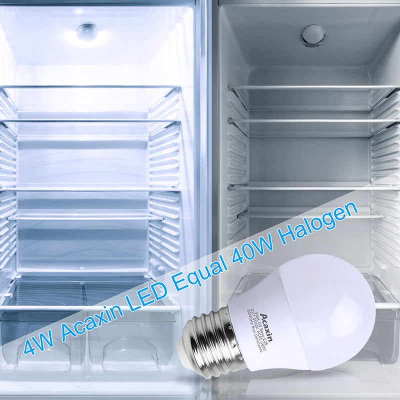 LED Refrigerator Light Bulb 4W 40Watt Equivalent, Acaxin Waterproof Frigidaire Freezer LED Light Bulb IP54, 120V E26 Daylight White 5000K 400 Lumen, Energy Saving A15 Appliance Fridge Bulbs, 2 Pack