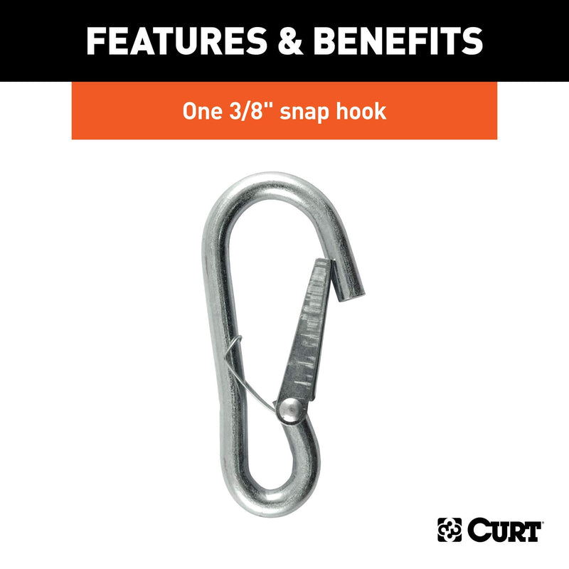 CURT 80312 27-Inch Trailer Safety Chain with 3/8-In Snap Hook, 2,000 lbs Break Strength