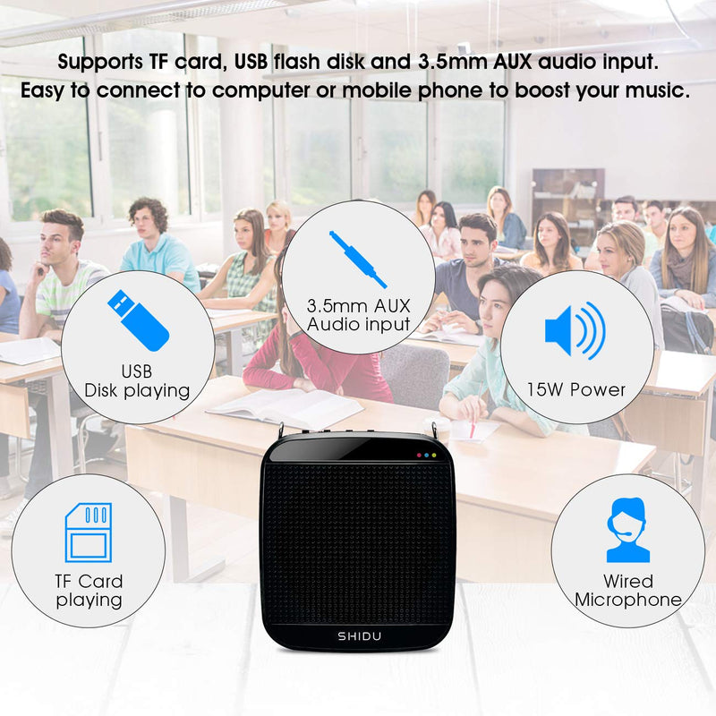 Recbot Portable 15W Voice Amplifier for Teachers, Mini Rechargeable Personal Voice Amplifier for Teachers Classroom Training Tour Guide Meeting Yoga (Black) Black