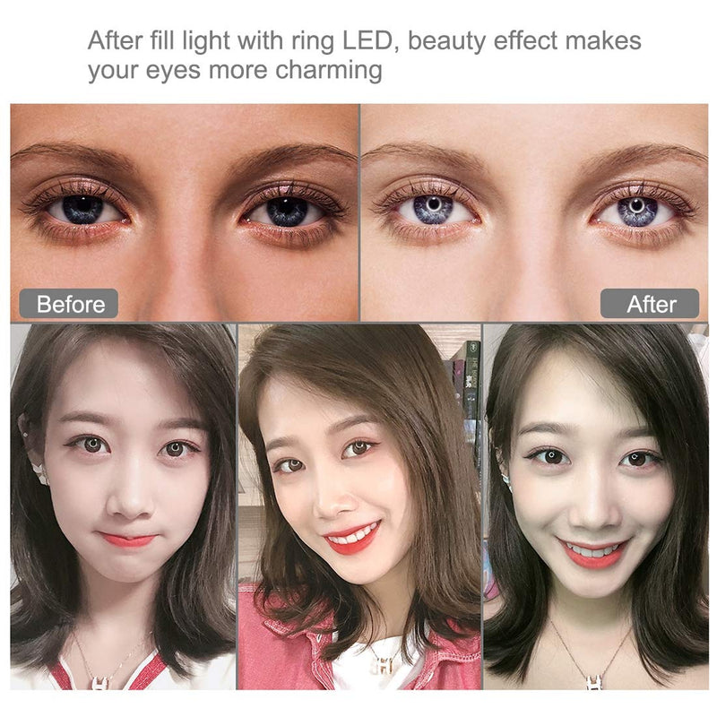Selfie Ring Light for Live Streaming in Tiktok/YouTube/Facebook,Selfie/Video/Makeup Camera Photography Ring Light Dimmable with Tripod Stand 4.7" Ring Lights with Tripod Stand
