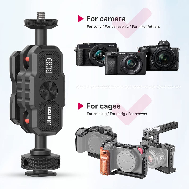 Camera Hot Shoe Monitor Mount - R089 Hummingbird Quick Release Plate Magic Articulating Arm 360 Degree Rotation Ball Head QR Flash Light Bracket Compatible with DSLR Camcorder Camera Cage R031