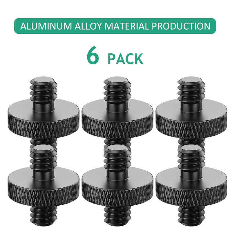 1/4 to 1/4 Screw Threaded Adapter for Mic Stand Camera Tripod Mic Mount Light Stand DSLR Camera Shoulder Mount Camera Cage, 6 Pcs by Rigych (Black) Common