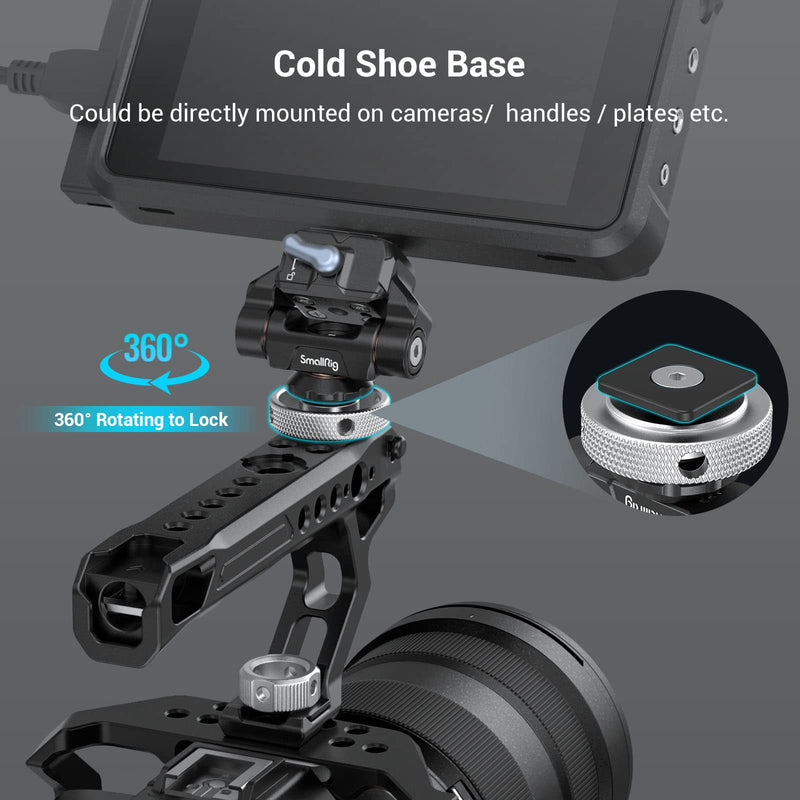 SmallRig HawkLock Mini Quick Release Field Monitor Mount, Swivel and Tilt Adjustable Monitor Bracket, Quick Release Monitor Holder w Cold Shoe Fits for 5" & 7" Monitors, Smartphones, LED Light - 3514