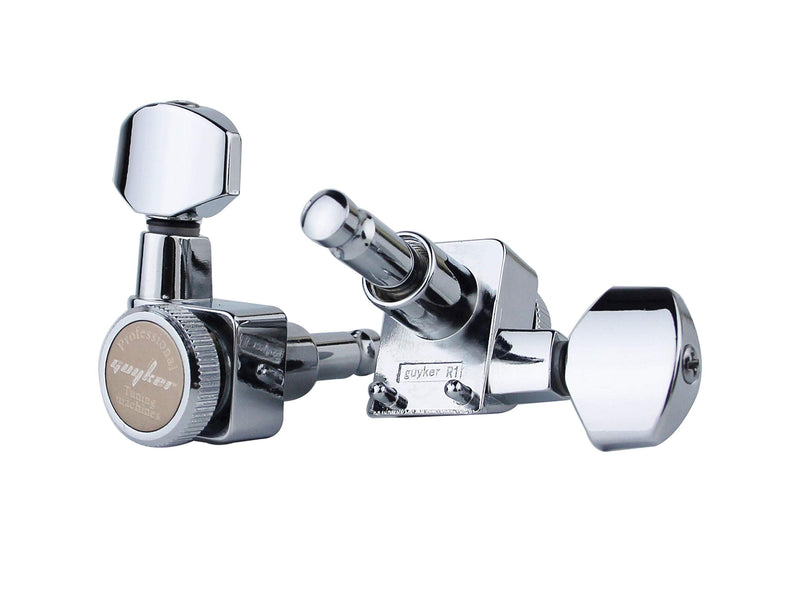 Guyker Guitar Locking Tuners (6 Right Handed) – 1:18 Lock String Sealed Tuning Key Pegs Machine Heads Set Replacement for Electric, Folk or Acoustic Guitars – Chrome PRO 1:18 Ratio, Chrome, Pro