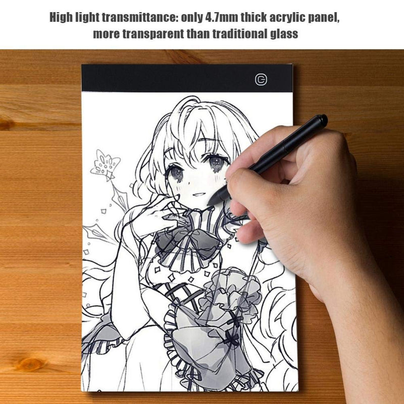 Light Tracing Drawing Board, A4 USB LED Light Stencil Board Light Box Tracing Drawing Board with USB Cable (3-Level Adjustable Brightness) 3-Level Adjustable Brightness