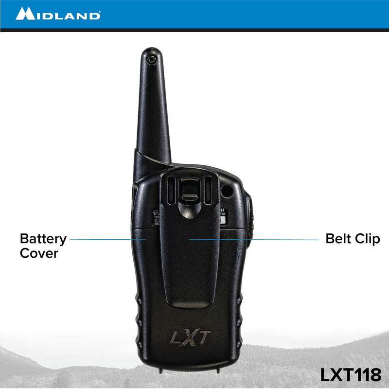 Midland - LXT118VP, FRS Walkie Talkies - Extended Range Two Way Radios, Hands-Free VOX, Batteries Included (Pair Pack) (Black)