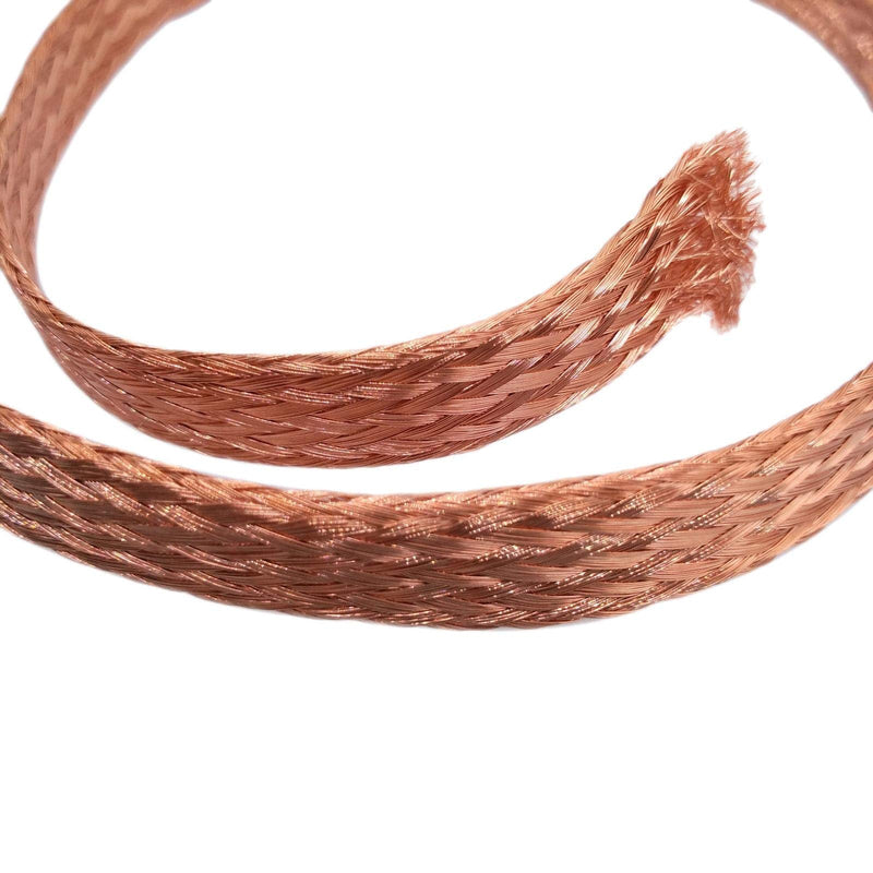 10ft 11mm Flat Copper Braid Cable Bare Copper Braid Wire Ground Lead