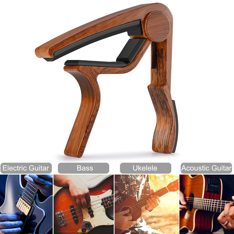 [AUSTRALIA] - MOREYES Guitar Capo for Acoustic Guitar,Ukelele, Electric Guitar,Bass with Wood Color Guitar Picks (Mirabow color) 