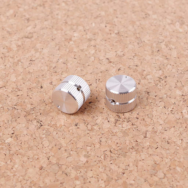 Alnicov 2Pcs Guitar Metal Flat Top Control Knobs,Tone Volume Control Knobs 6mm Diameter Shaft Dome Style For Electric Guitars Bass Silver