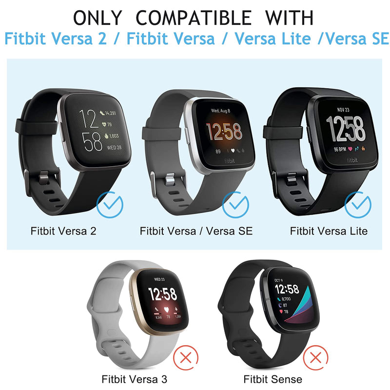 6 Pack Sport Bands Compatible with Fitbit Versa 2 / Fitbit Versa/Versa Lite/Versa SE, Classic Soft Silicone Replacement Wristbands for Fitbit Versa Smart Watch Women Men (6 Pack A, Small) Rose gold/Champagne gold/Gray/Wine red/Blue/Black