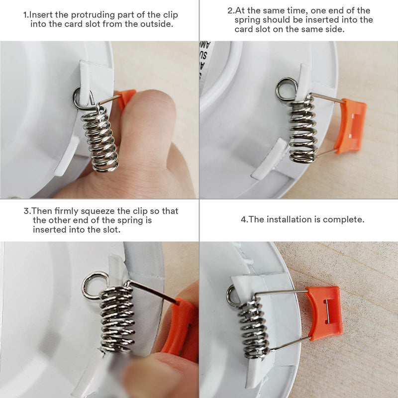 Lumary (Only Use Lumary LED Recessed Lighting)-4Pack Clips of LED Recessed Lighting, Downlight Accessories, Fixed Spring Clip for LED Ceiling Lamp