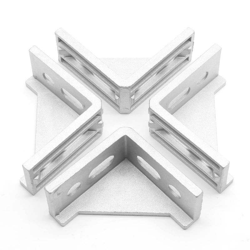 Qjaiune 10Pcs 3030 Inside Corner Bracket Gusset, Silver 3060 Aluminum Extrusion Brackets, Aluminum L Bracket Connector for 3030 Series Aluminum Extrusion Profile with Slot 8mm