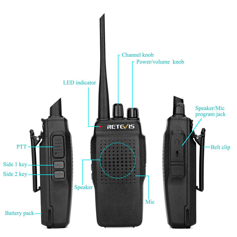Retevis RT26 Two Way Radios Long Range Rechargeable UHF High Power 3000mAh VOX Heavy Duty Long Distance Walkie Talkies(1 Pack)