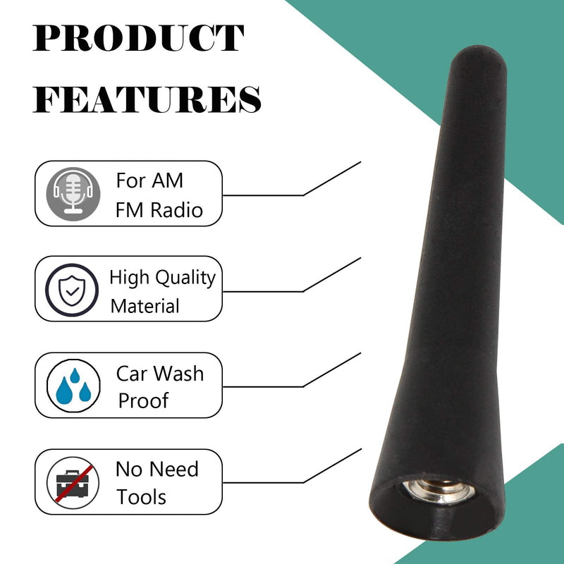 [AUSTRALIA] - Anina 2.5 Inch Stubby Antenna Mast Compatible with 1998-2019 Mini Cooper/Countryman BMW Z3/Z4/128i VW Polo/Golf AM/FM Radio Antenna Car Wash Proof 