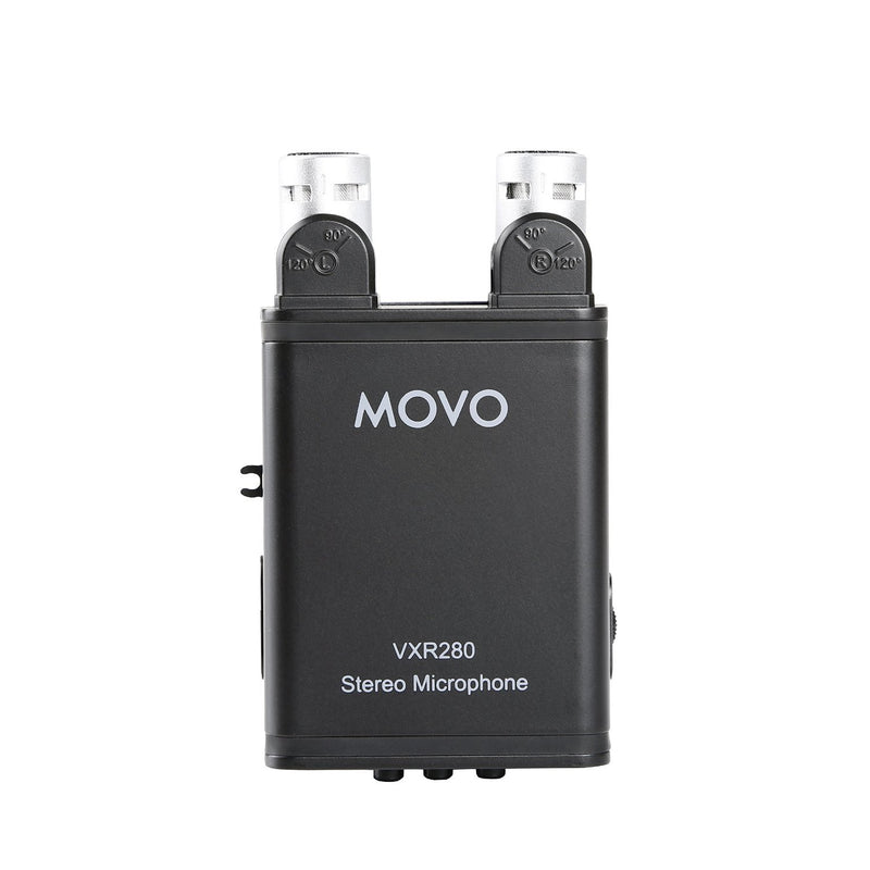 Movo VXR280 Camera Mount Condenser Stereo Video Microphone with 90°-120° Adjustable Directional Mic Capsules