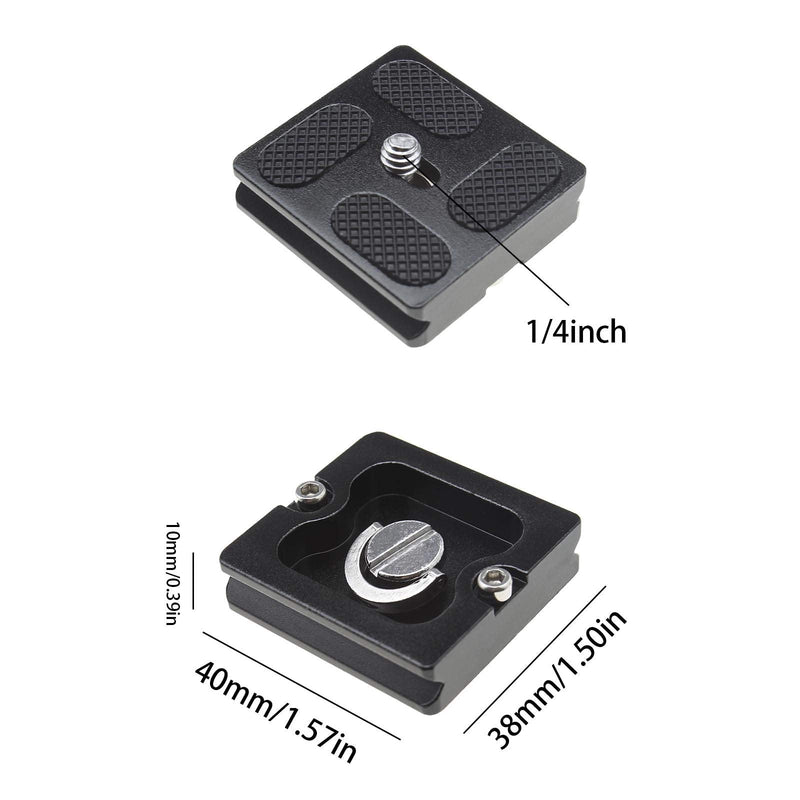 2Pcs 40mm Quick Release Plates PU40 Camera Camcorder Tripod Ballhead QR Plate Holder with 1/4Inch Screw Universal