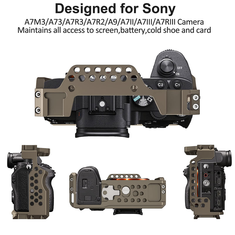 Poyinco Camera Cage with Standard Cold Shoe for Sony A7M3/A73/A7R3/A7R2 Camera etc. SONY A7M3 - Bronze