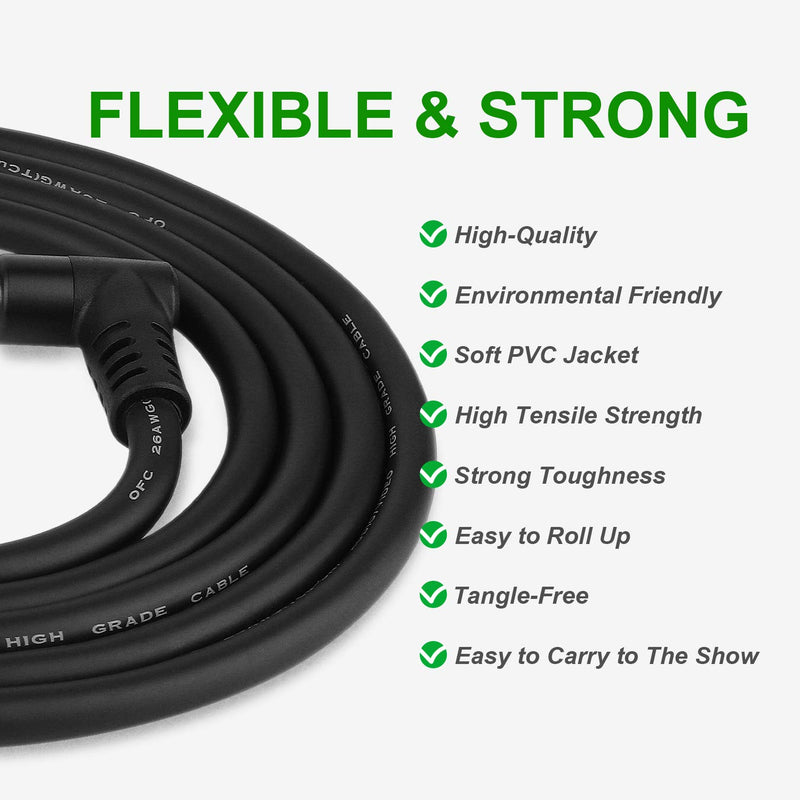 [AUSTRALIA] - 1/4 Inch TRS Cable 10FT, HOSONGIN 1/4" TRS Male to 1/4" TRS Male Balanced Stereo Audio Cable, Right Angle to Right Angle Cord, Black 