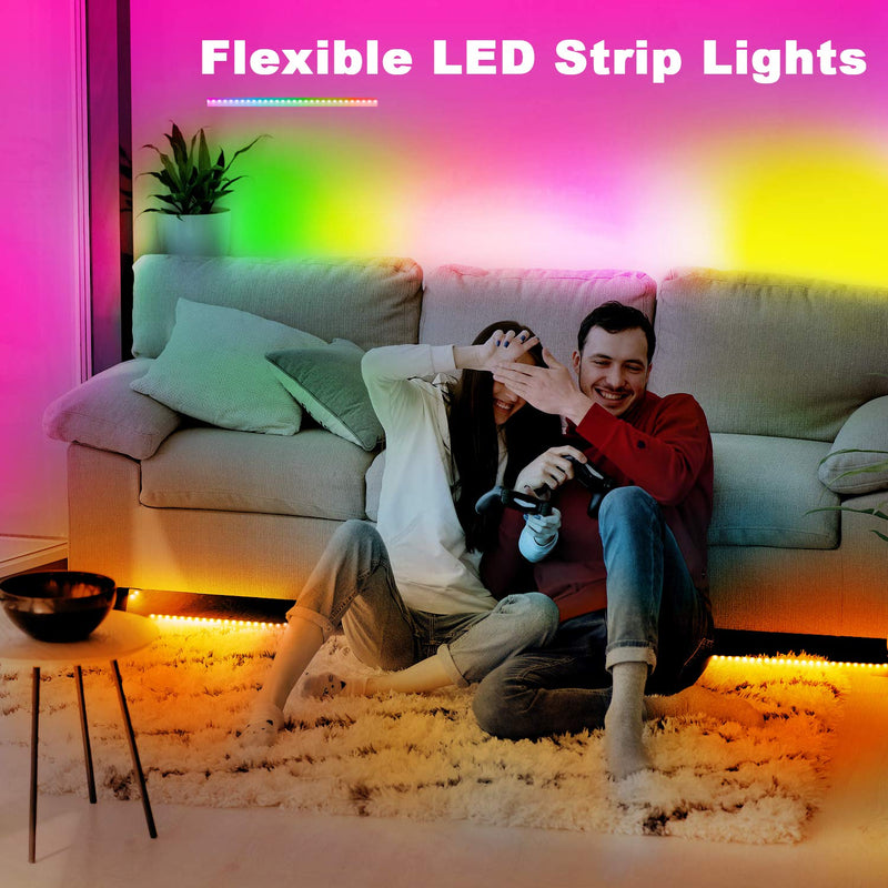 Phopollo Bluetooth Led Strip Lights, 32.8ft Flexible Led Lights with Phone Control and 24 Keys Remote for Bedroom, House and Holiday Decoration