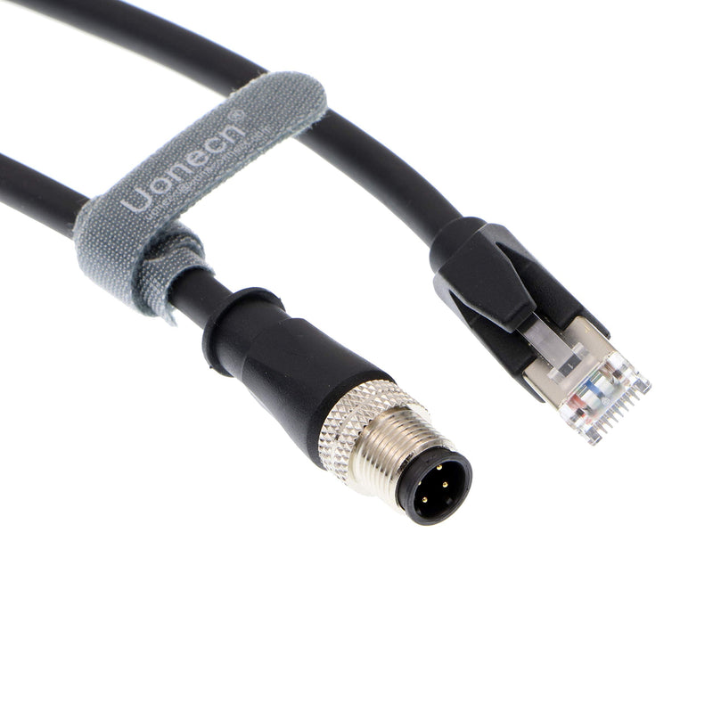 Uonecn M12 4 Pin D-Code Male to RJ45 Male Waterproof Shielded Ethernet Cable Assembly for Industrial Camera 3 Meters 4-Pin D-Code Male to RJ45 3M