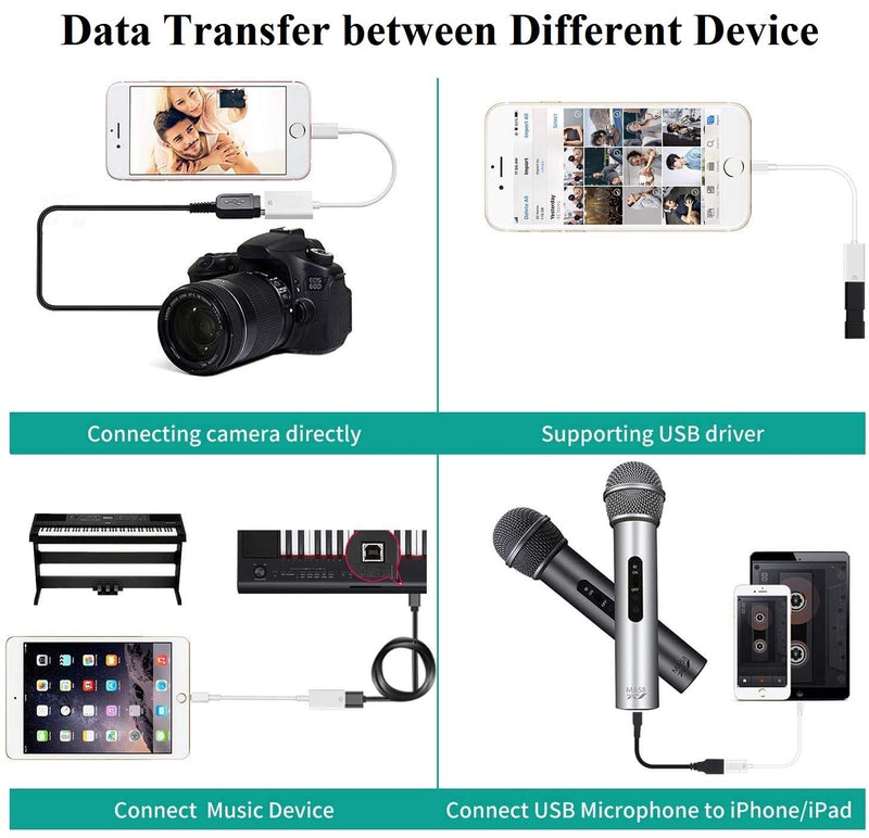 [Apple MFi Certified] Lightning to USB Camera Adapter for iPhone iPad, USB 3.0 OTG Data Sync Cable Adapter Compatible with iPhone 12 11 XS XR X 8 7 iPad to Card Reader Keyboard Mouse USB Flash Drive