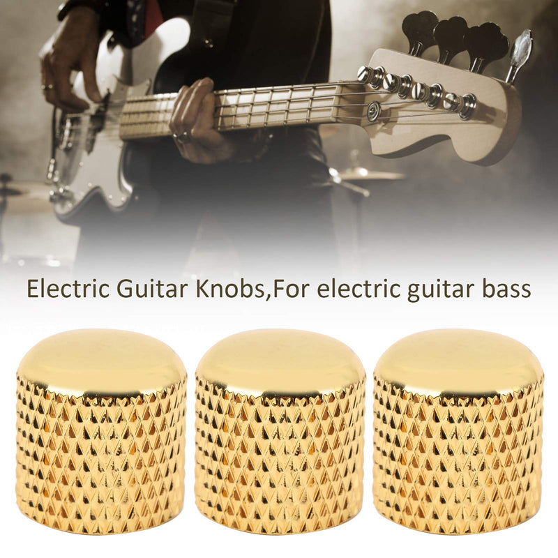 3pcs Guitar Knobs Electric Guitar Bass Volume Control Knobs Metal Switch Control knurled Knob Replacement Accessory Golden