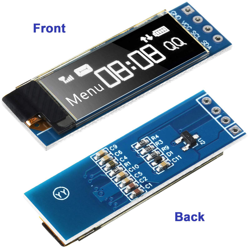 5 Pieces I2C Display Module 0.91 Inch I2C OLED Display Module I2C OLED Screen Driver DC 3.3V~5V (White Display Color) White Display Color