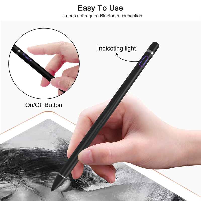 Stylus Pen for Touch Screens, Digital Pencil Capacitive Pen Fine Point Stylist Pen Pencil Compatible with iPhone iPad Pro Air Mini Android Microsoft Surface and Other Tablets Black