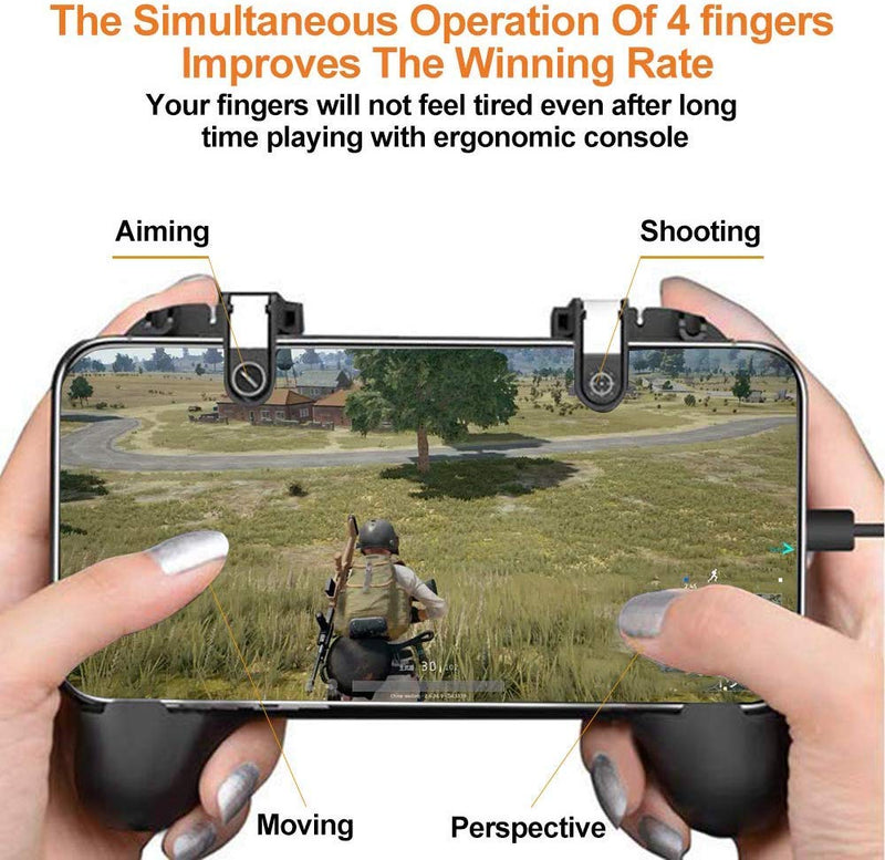 Mobile Game Controller for PUBG 5-in-1 Upgrade Version Gamepad Shoot and Aim Trigger Phone Cooling Pad Power Bank for 4-6.5inch Android Phone & iOS iPhone/Fortnite/Knives Out