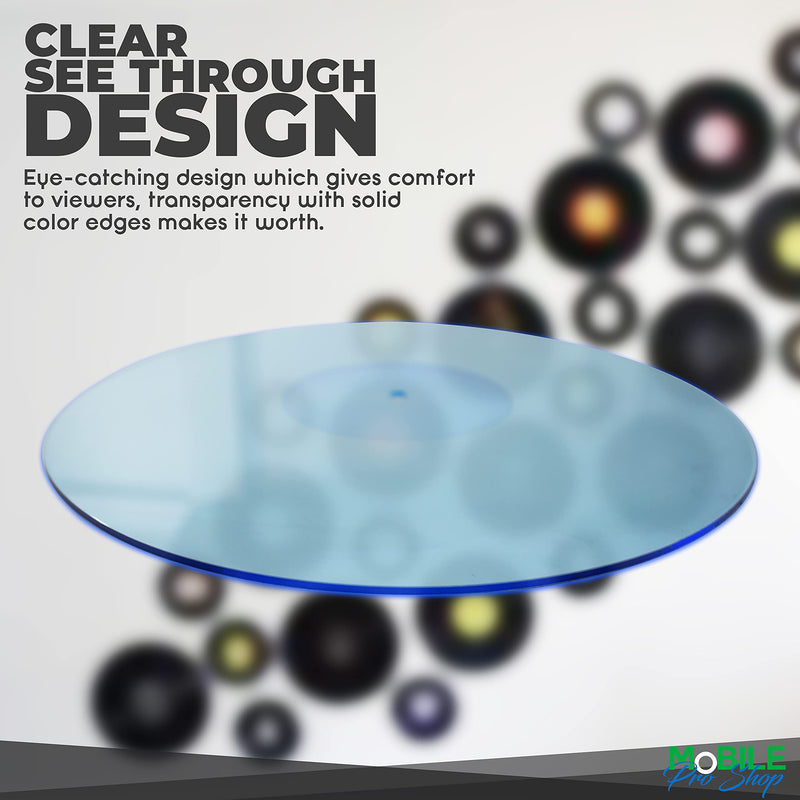 Mobile Pro Shop Acrylic Turntable Mat - Acrylic Slipmat for Vinyl LP Record Players - Improves Sound Quality & Provides Tighter Bass - Anti Static Platter mat (Blue_lit) Blue_lit